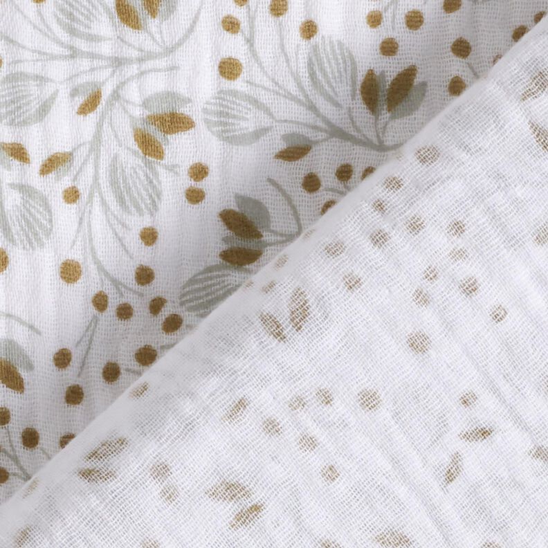 Double Gauze/Muslin Abstract Floral Print – white/yellow olive,  image number 4
