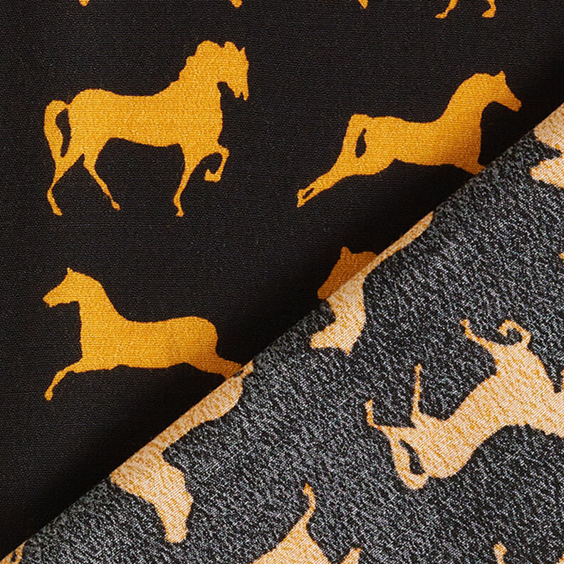 Horses Viscose Crepe – black/mustard,  image number 4