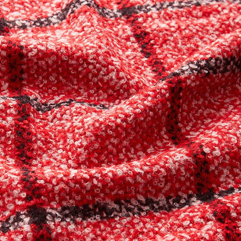 Checked Bouclé Coating Fabric – red,  image number 2