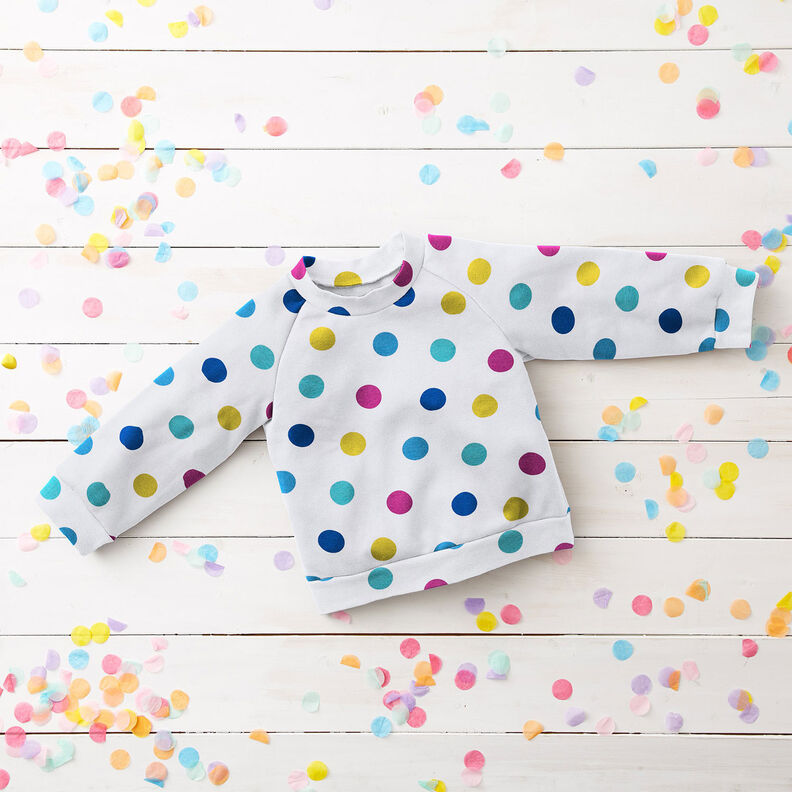 French Terry colourful dots – white,  image number 6