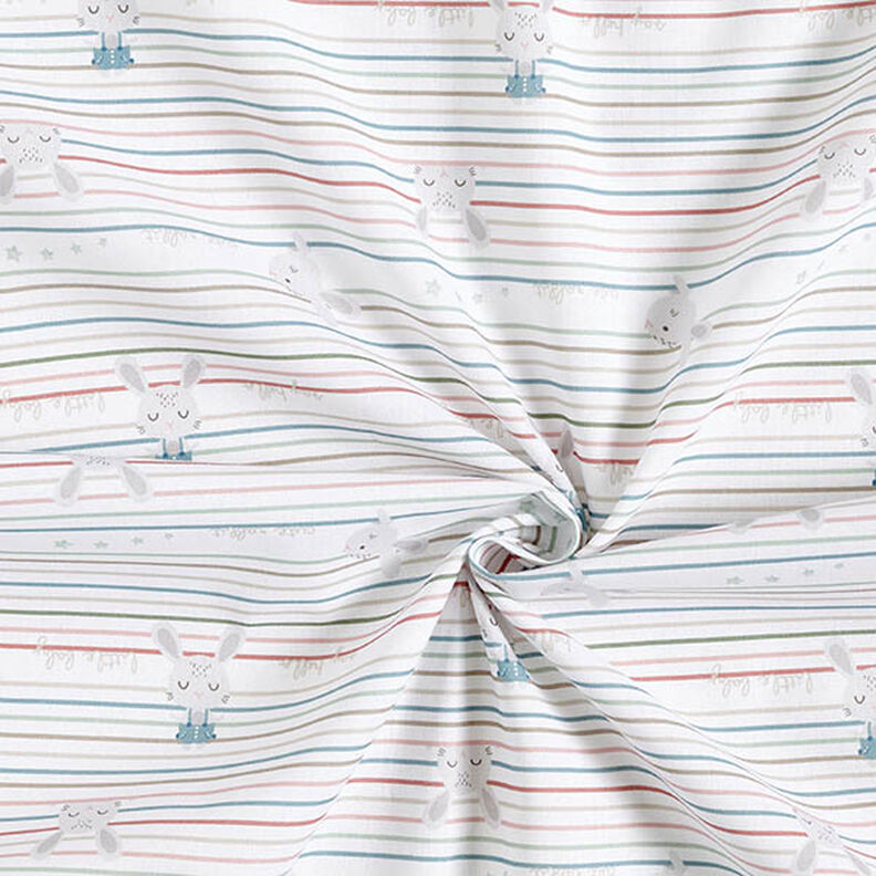 Organic Cotton Poplin baby bunny and stripes – white,  image number 3