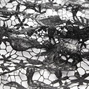 Lace with sequins and scalloped edge – black, 
