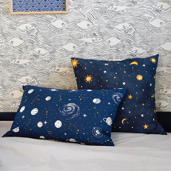 Decor Fabric Glow in the dark night sky – gold/navy blue,  image number 7