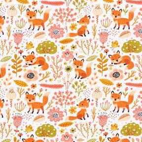 Cotton Cretonne Meadow Foxes – white, 