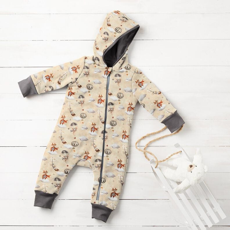 Alpine Fleece flying animals Digital Print – light beige,  image number 5