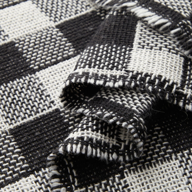 Coat fabric double weave check – black/white, image number 3