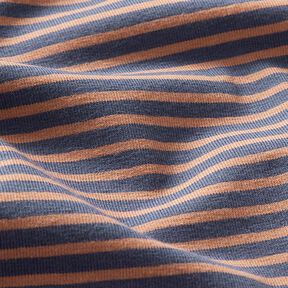 Narrow Stripes Cotton Jersey – copper/denim blue, 