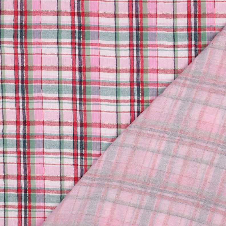 Double Gauze/Muslin Lurex checked | Poppy Fabrics – rosé/metallic gold, image number 4