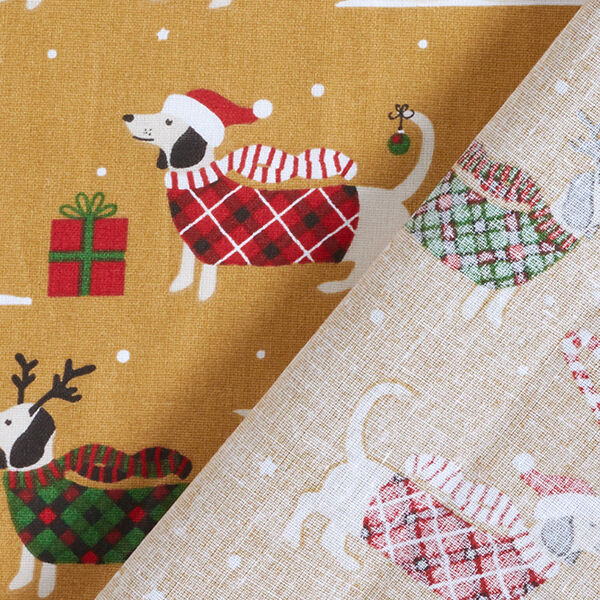 Cotton Cretonne Christmas Dogs – mustard,  image number 4