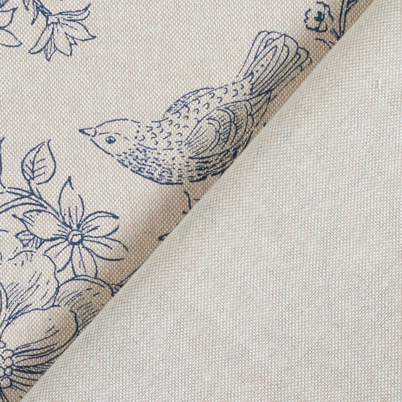 Decor Fabric Half Panama romantic peacocks – natural/blue,  image number 4