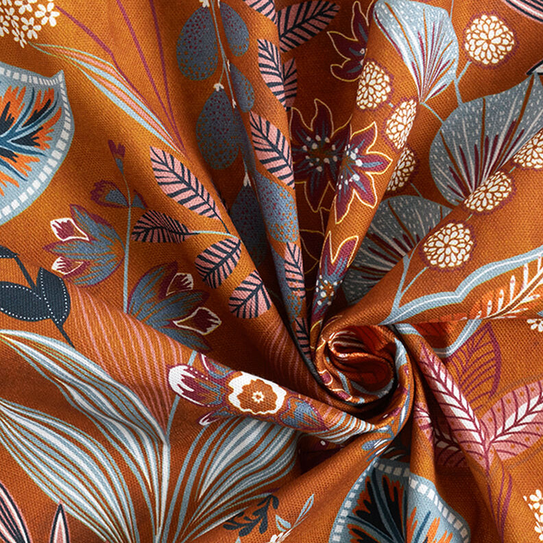 Decor Fabric Half Panama Paisley Leaves – caramel,  image number 3