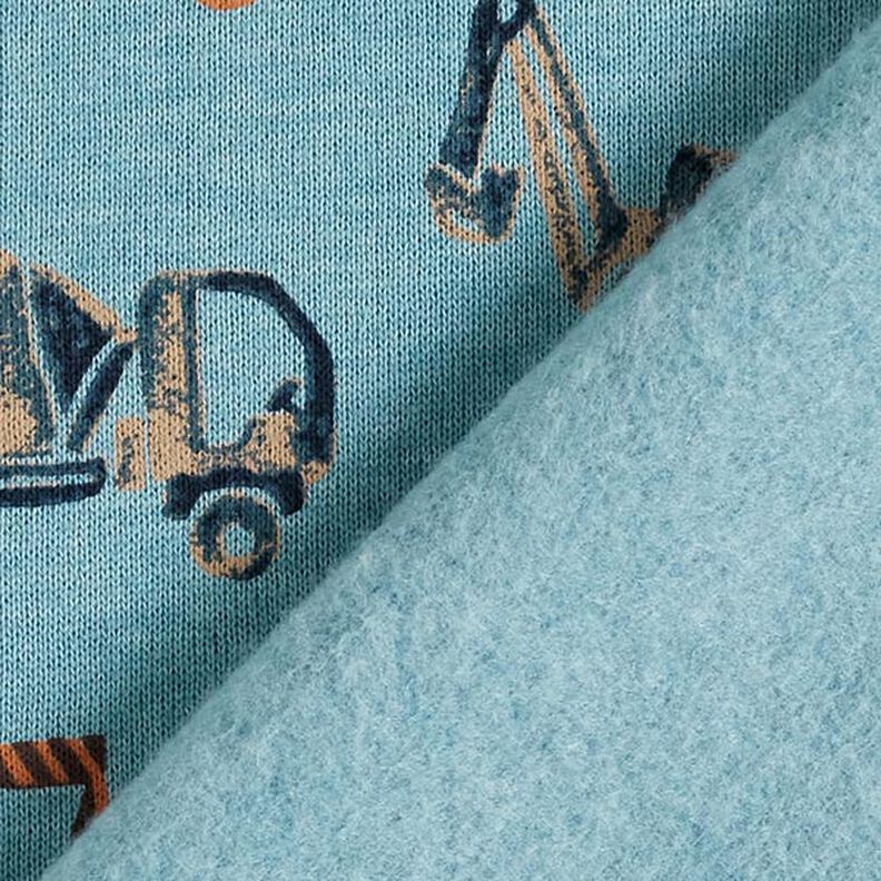 Brushed Sweatshirt Fabric construction site vehicles | by Poppy – blue grey,  image number 4