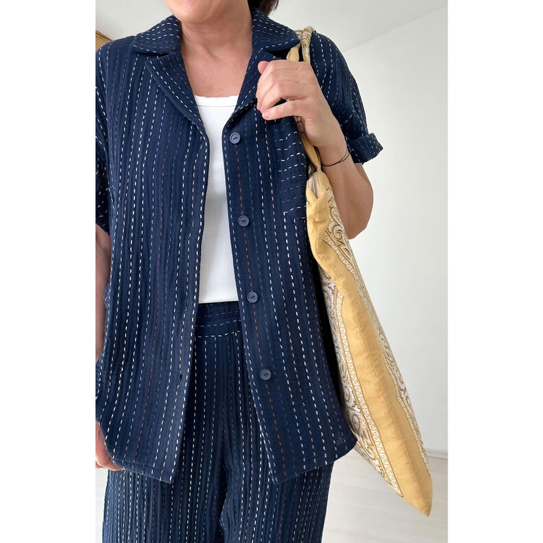 Double Gauze/Muslin colourful pinstripes – navy blue,  image number 7