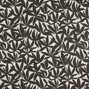 Decor Fabric Half Panama plain leaves – black/natural, 