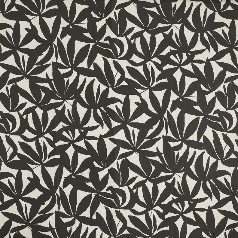 Decor Fabric Half Panama plain leaves – black/natural, image number 1