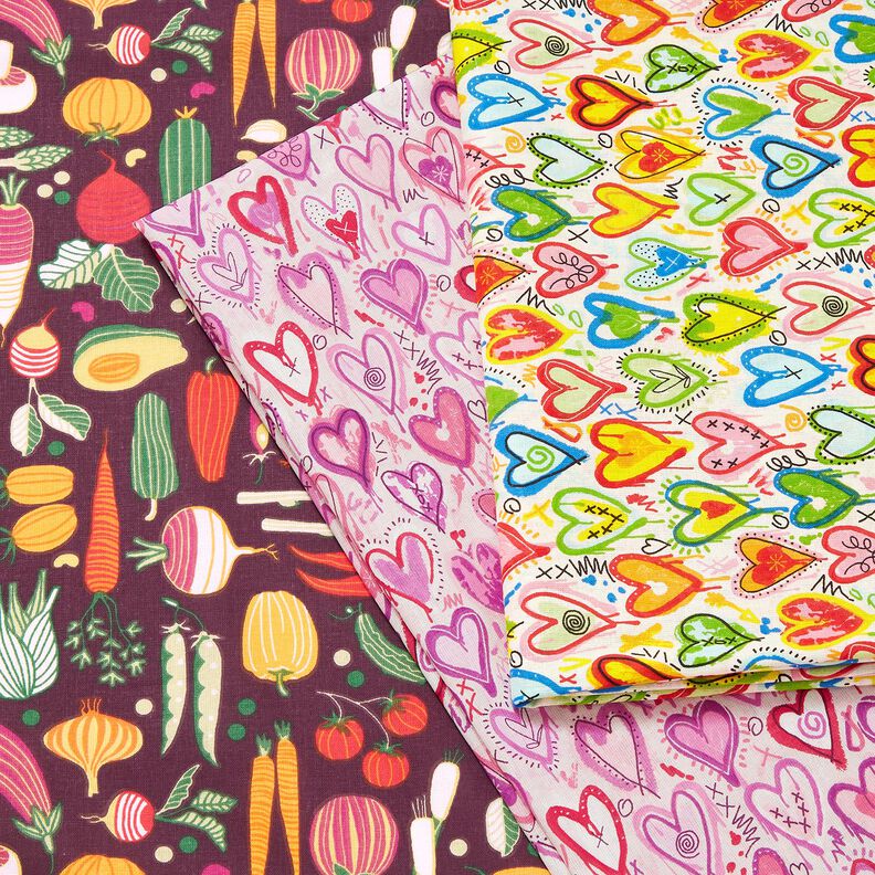 Cotton Cretonne Vegetable diversity – aubergine/green,  image number 5