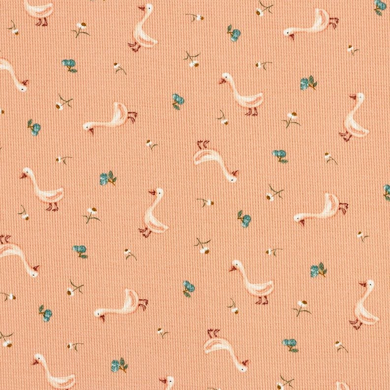 Waffle Jersey Geese and flowers – salmon, image number 1