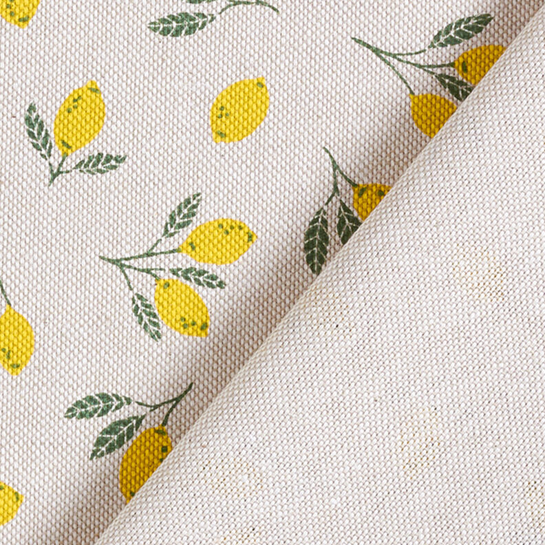 Decorative half Panama fabric Mini lemons – yellow/natural,  image number 4