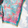 Beachwear Panel Pareo Peacocks and Flowers – aqua blue/intense pink,  thumbnail number 2