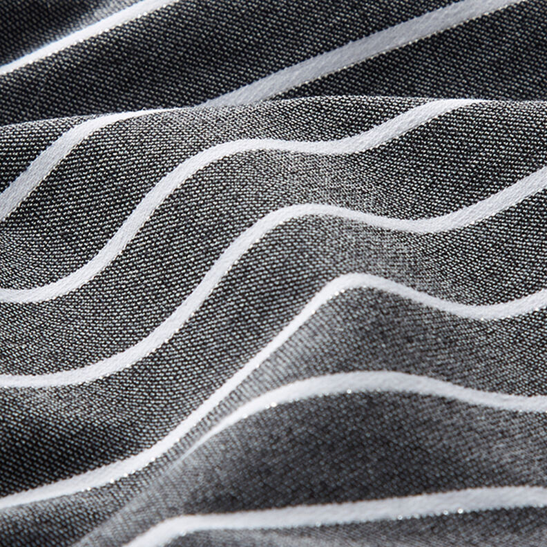Viscose stretch with glitter stripes – black/white,  image number 2