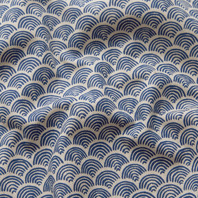Decor Fabric Half Panama Wavy lines – natural/indigo | Remnant 60cm, 