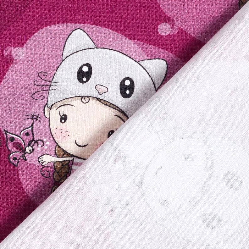 Cotton Jersey Cat girl | Glitzerpüppi  – raspberry,  image number 4