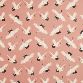 Decor Fabric Half Panama stylish cranes – dusky pink/cream, 