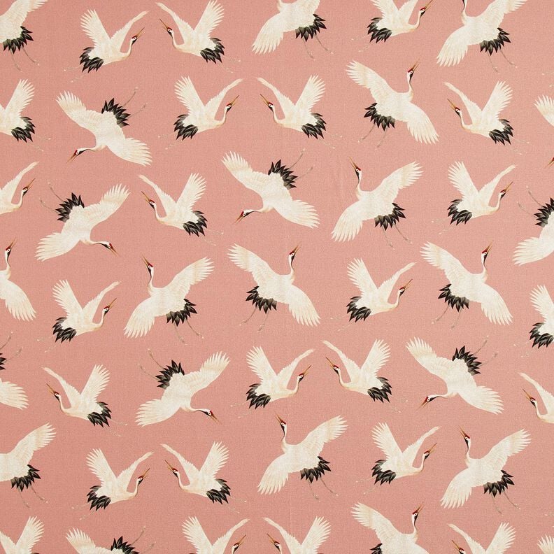 Decor Fabric Half Panama stylish cranes – dusky pink/cream,  image number 1