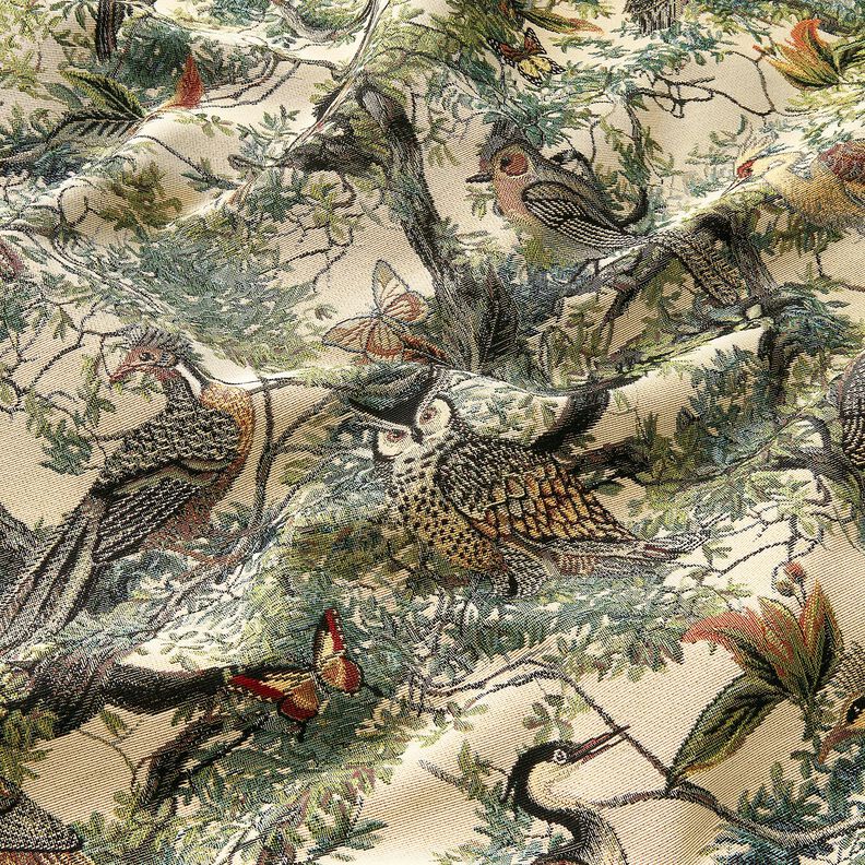Decor Fabric Tapestry Fabric artistic birds – light beige/pine,  image number 2