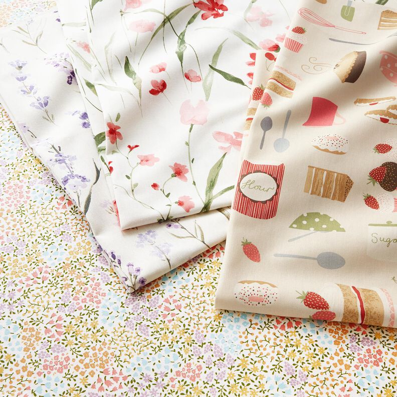Decor Fabric Half Panama freesias – ivory/light pink,  image number 5