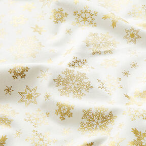 Cotton Poplin Snow Crystals – offwhite/gold, 