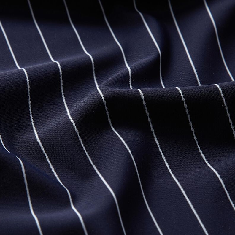 stretch pinstripe trouser fabric – midnight blue/white,  image number 2