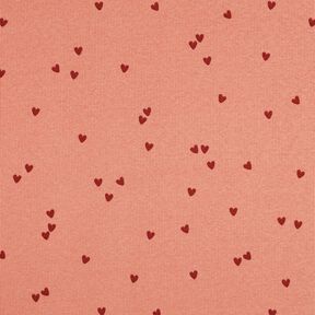 Ribbed Jersey Scattered Hearts | Poppy Fabrics – salmon/dark red, 