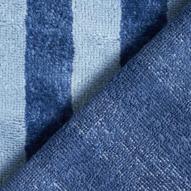 Towelling Fabric Bamboo Block Stripes – light blue/navy blue, image number 5