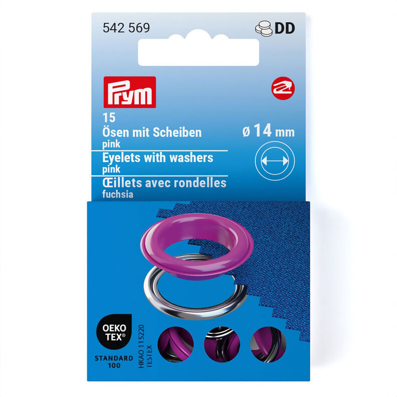 Eyelets with washers [15 pieces | Ø 14 mm] | Prym – pink/metallic silver,  image number 1
