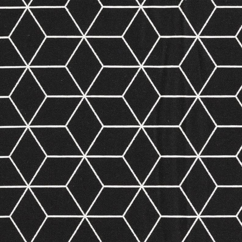 Decor Fabric Jacquard modern cubes – black/ivory,  image number 1