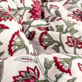 Quilted Fabric Muslin Floral Twigs – white/reed, 