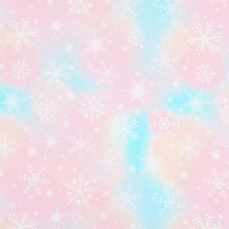 Cotton Jersey Snowflakes watercolor gradient | Glitzerpüppi – ice blue/rosé,  image number 1