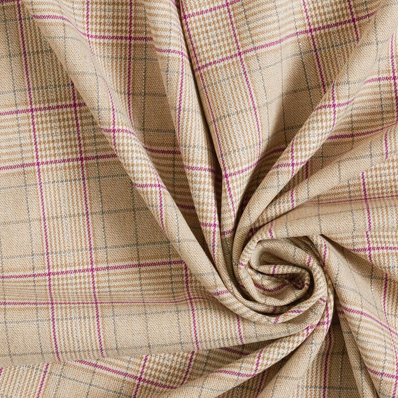 Viscose Blend Prince of Wales check with lurex – almond/grape,  image number 3