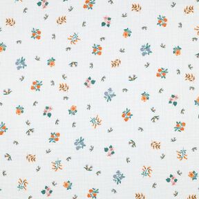 Double Gauze/Muslin Little flowers | Poppy Fabrics – ivory/peach orange, 