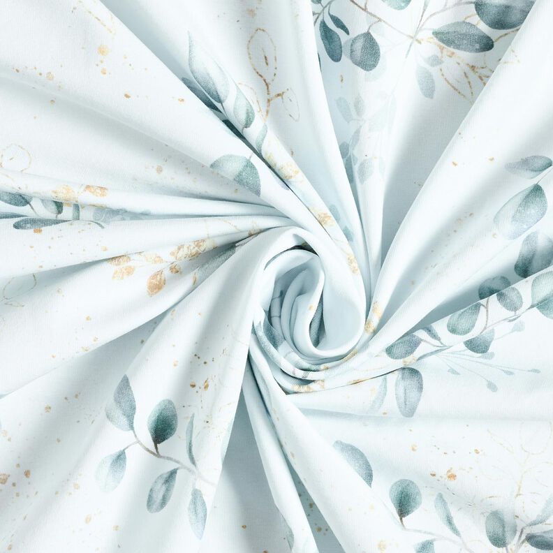 Cotton Jersey Eucalyptus | Glitzerpüppi – white/dove blue,  image number 3