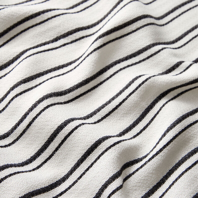 Irregular stripes crepe blouse fabric – white/black,  image number 2