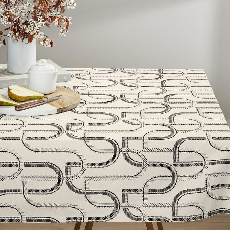 Decor Fabric Half Panama artistic lines – natural/black, image number 7