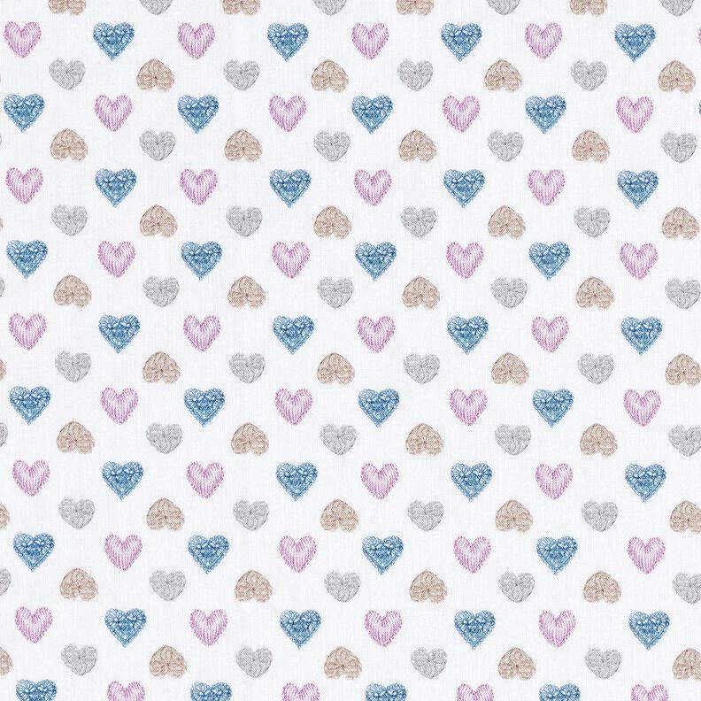 Cotton Poplin Sweet hearts – white/pastel violet,  image number 1