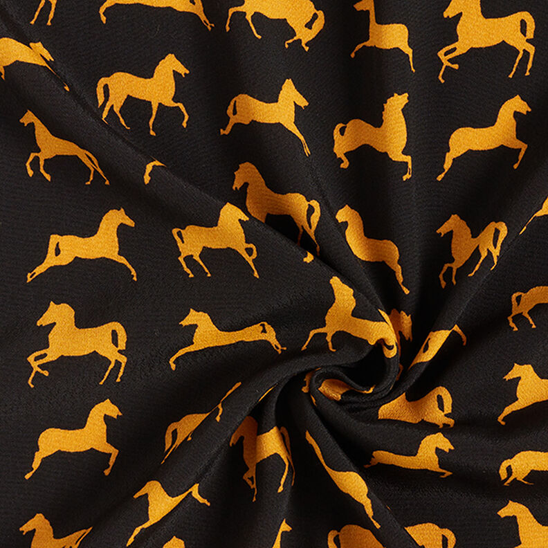 Horses Viscose Crepe – black/mustard,  image number 3