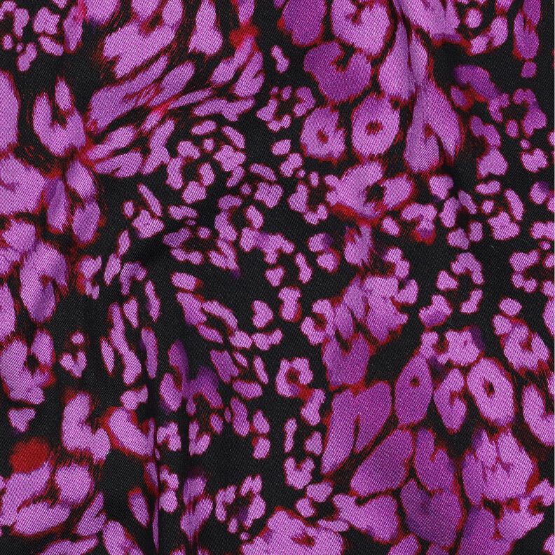 Stretch viscose digital leopard print – black/red lilac,  image number 2