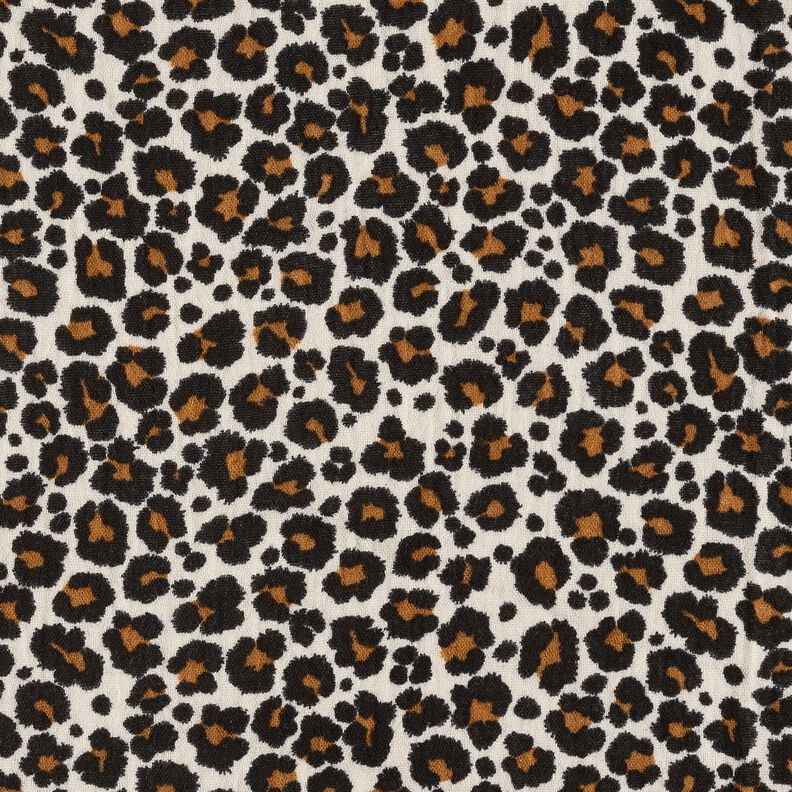 Double Gauze/Muslin Leopard Print – light taupe/black,  image number 1