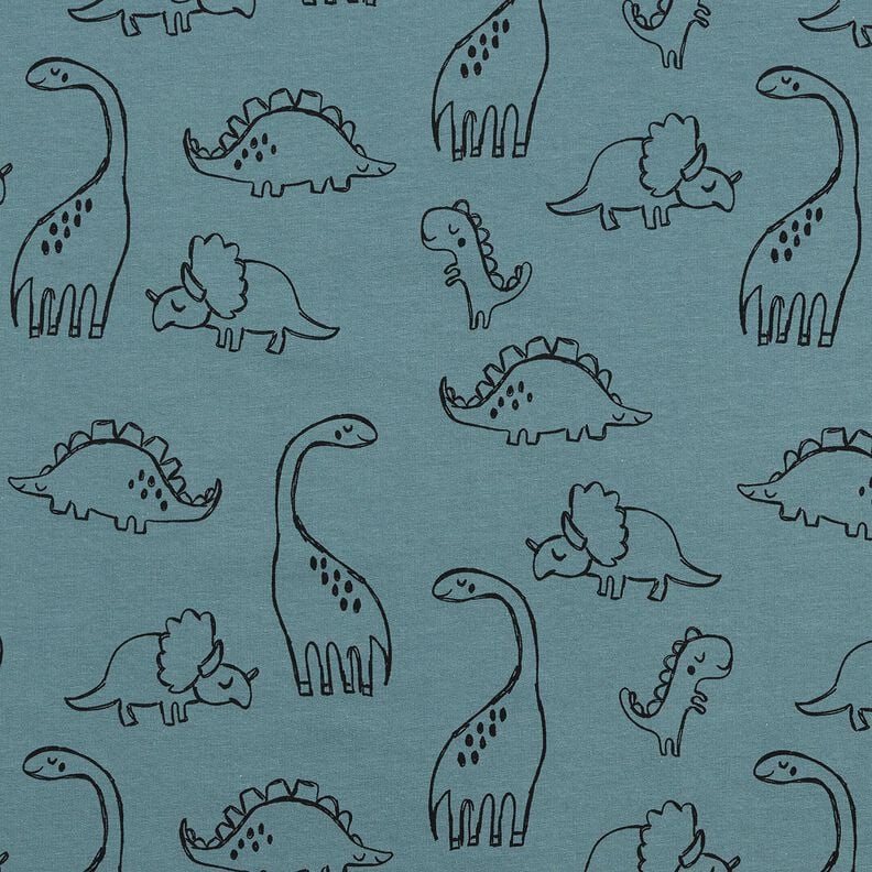 French Terry big scribble dinosaurs &ndash; blue,  image number 1