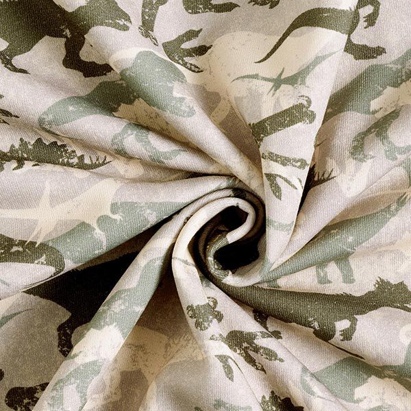 Brushed Sweatshirt Fabric Camouflage Dinosaurs Mottled – light taupe/reed,  image number 3