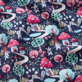 Cotton Jersey Mice on the move Digital Print – navy blue, 